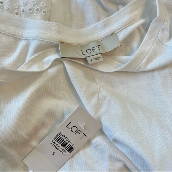 NWT LOFT White Eyelet-Sleeve Top - Picture 4 of 4
